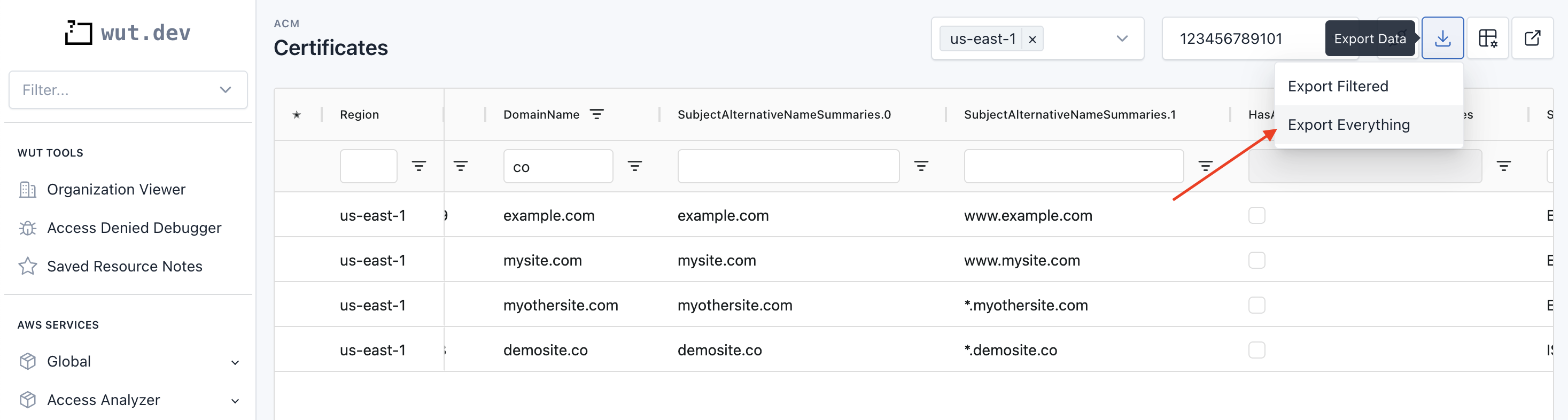 Wut.Dev Export to CSV